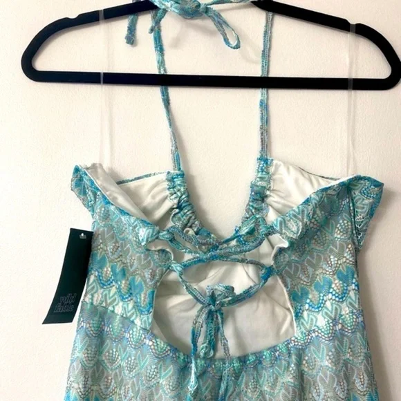 Crochet knit Bodycon Slip Dress Wild Fable Aqua Blue,midi dress, summer … - Picture 11 of 11